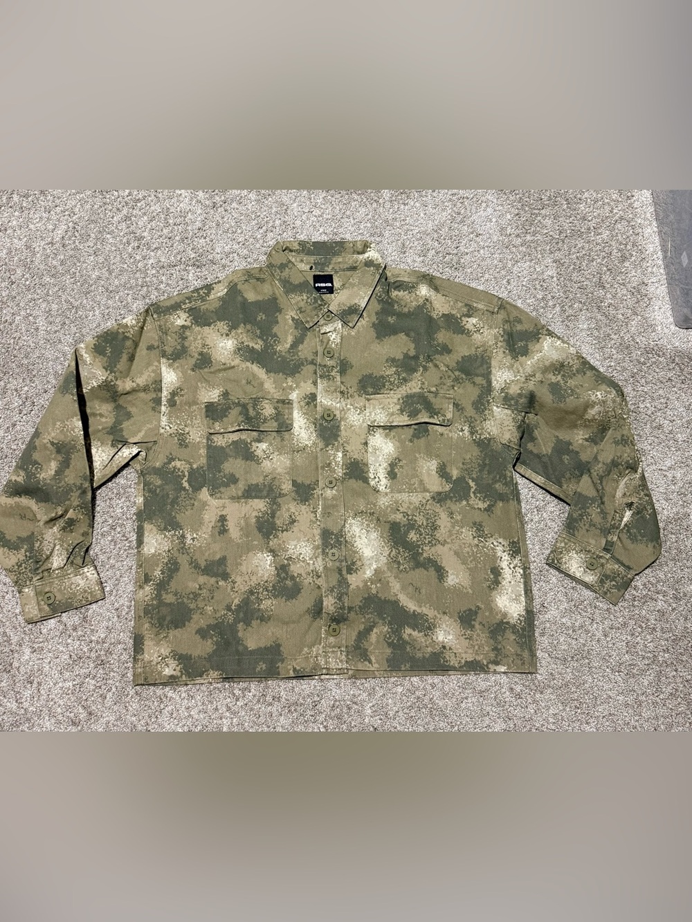 New RSQ Men’s Camo Rugged Button-Up Boxy workwear shirt size XL